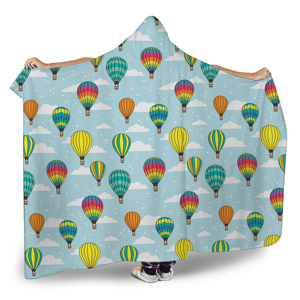 Colorful Air Balloon Pattern Print Hooded Blanket