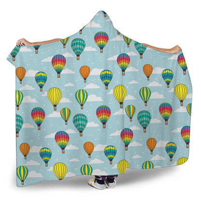 Colorful Air Balloon Pattern Print Hooded Blanket