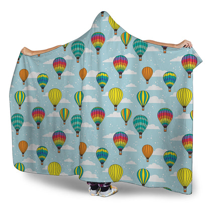Colorful Air Balloon Pattern Print Hooded Blanket