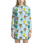 Colorful Air Balloon Pattern Print Hoodie Dress
