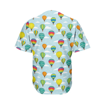 Colorful Air Balloon Pattern Print Men's Baseball Jersey