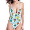 Colorful Air Balloon Pattern Print One Piece High Cut Swimsuit