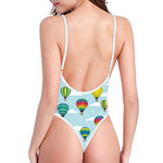 Colorful Air Balloon Pattern Print One Piece High Cut Swimsuit