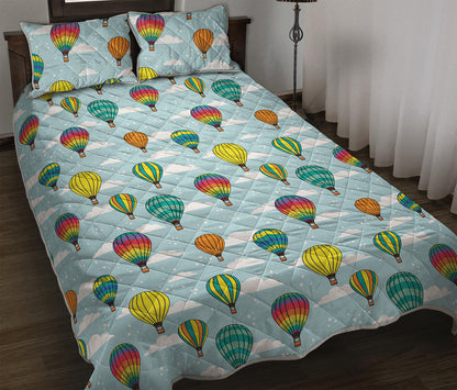 Colorful Air Balloon Pattern Print Quilt Bed Set