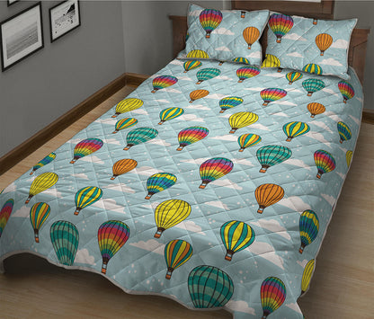 Colorful Air Balloon Pattern Print Quilt Bed Set