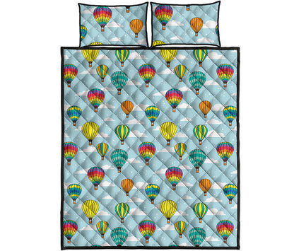 Colorful Air Balloon Pattern Print Quilt Bed Set