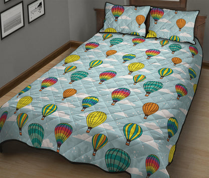 Colorful Air Balloon Pattern Print Quilt Bed Set