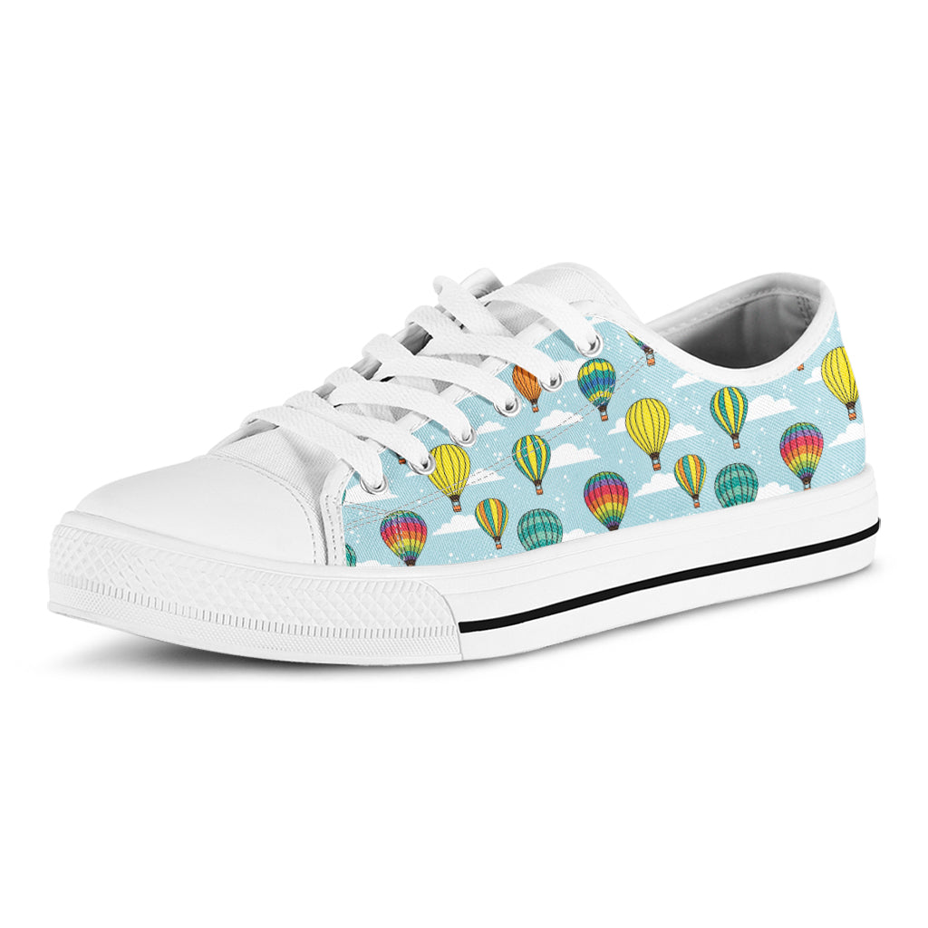 Colorful Air Balloon Pattern Print White Low Top Shoes