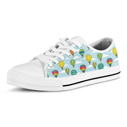 Colorful Air Balloon Pattern Print White Low Top Shoes