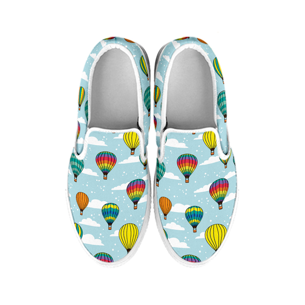 Colorful Air Balloon Pattern Print White Slip On Shoes