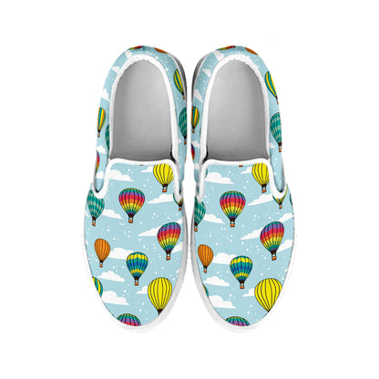 Colorful Air Balloon Pattern Print White Slip On Shoes