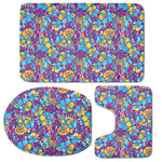 Colorful Aloha Camouflage Flower Print 3 Piece Bath Mat Set