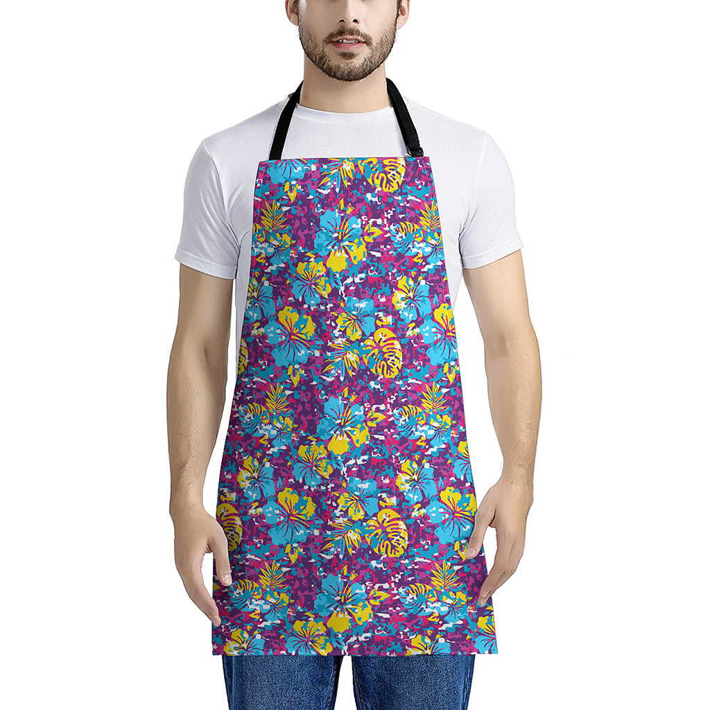 Colorful Aloha Camouflage Flower Print Apron