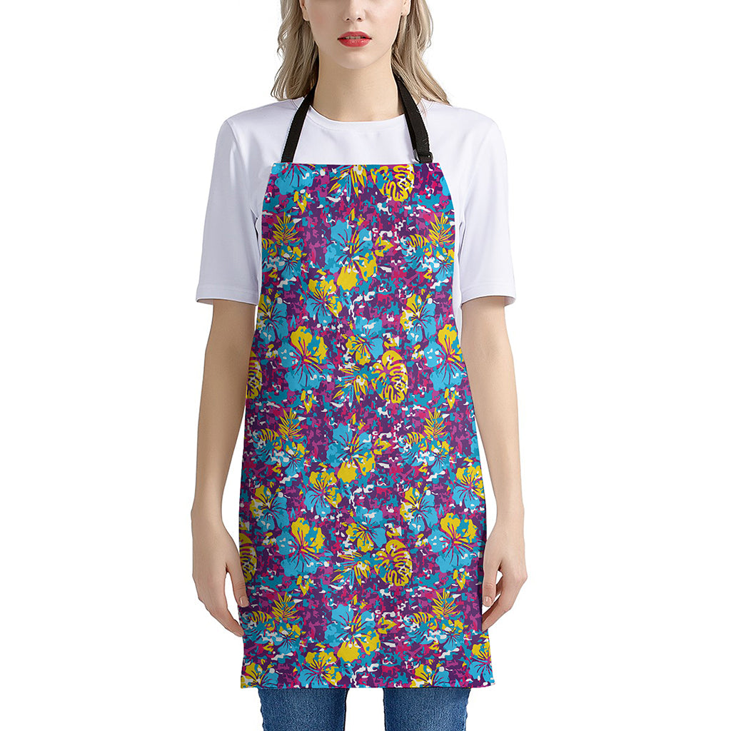 Colorful Aloha Camouflage Flower Print Apron