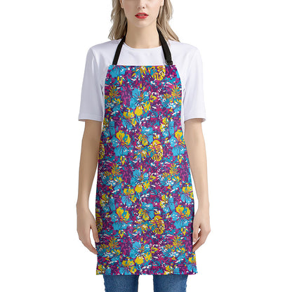 Colorful Aloha Camouflage Flower Print Apron