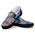 Colorful Aloha Camouflage Flower Print Black Slip On Sneakers