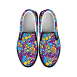 Colorful Aloha Camouflage Flower Print Black Slip On Shoes