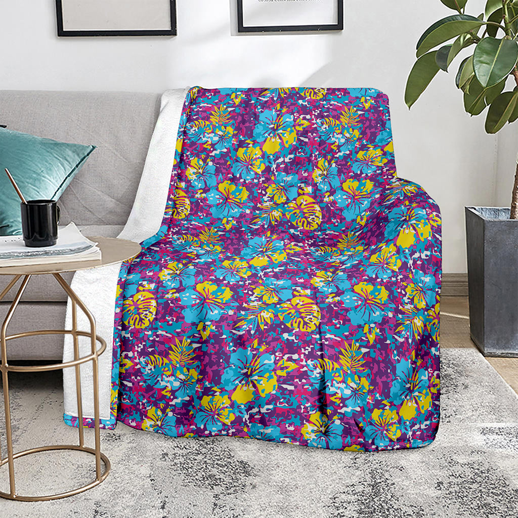 Colorful Aloha Camouflage Flower Print Blanket