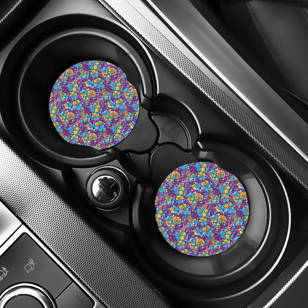 Colorful Aloha Camouflage Flower Print Car Coasters