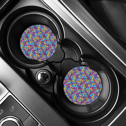 Colorful Aloha Camouflage Flower Print Car Coasters