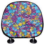 Colorful Aloha Camouflage Flower Print Car Headrest Covers