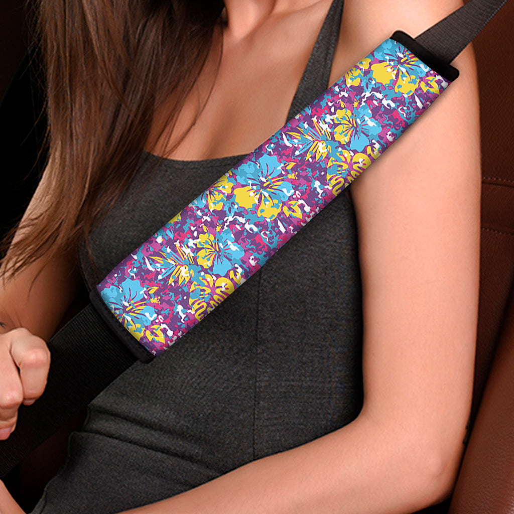 Colorful Aloha Camouflage Flower Print Car Seat Belt Covers