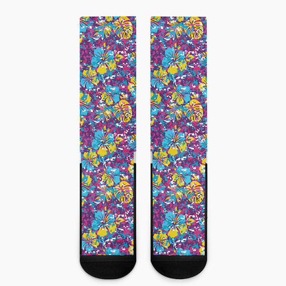 Colorful Aloha Camouflage Flower Print Crew Socks