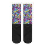 Colorful Aloha Camouflage Flower Print Crew Socks