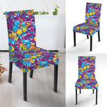 Colorful Aloha Camouflage Flower Print Dining Chair Slipcover