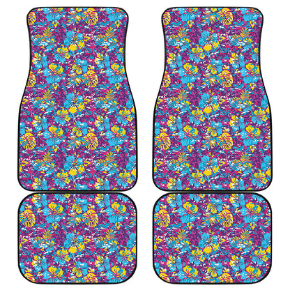 Colorful Aloha Camouflage Flower Print Front and Back Car Floor Mats