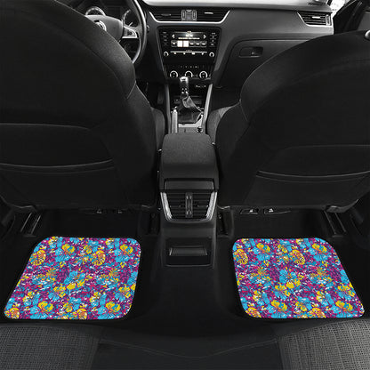 Colorful Aloha Camouflage Flower Print Front and Back Car Floor Mats