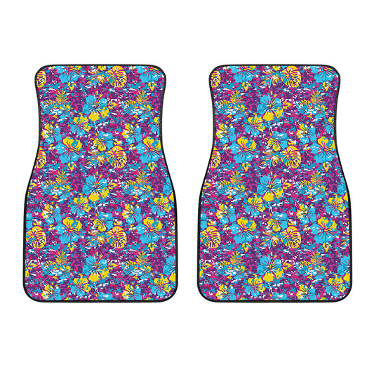 Colorful Aloha Camouflage Flower Print Front Car Floor Mats