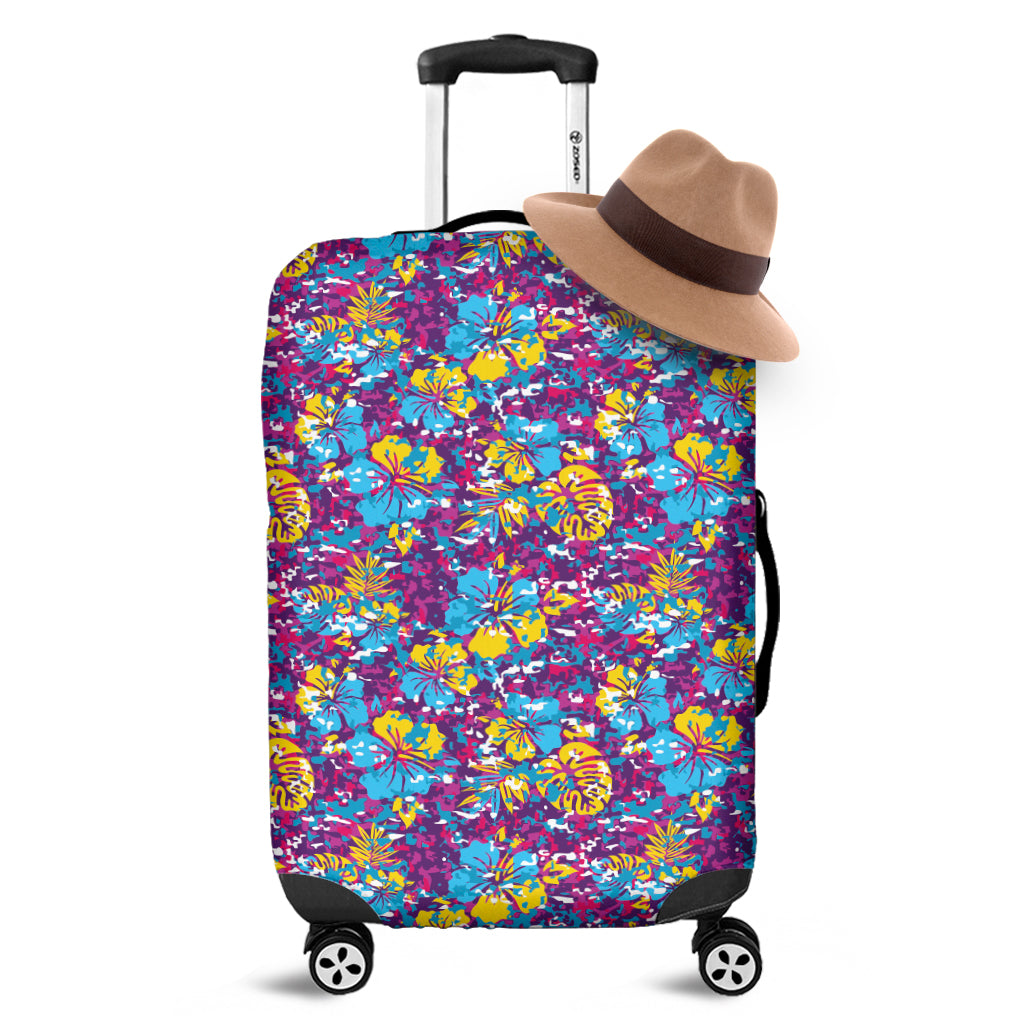 Colorful Aloha Camouflage Flower Print Luggage Cover