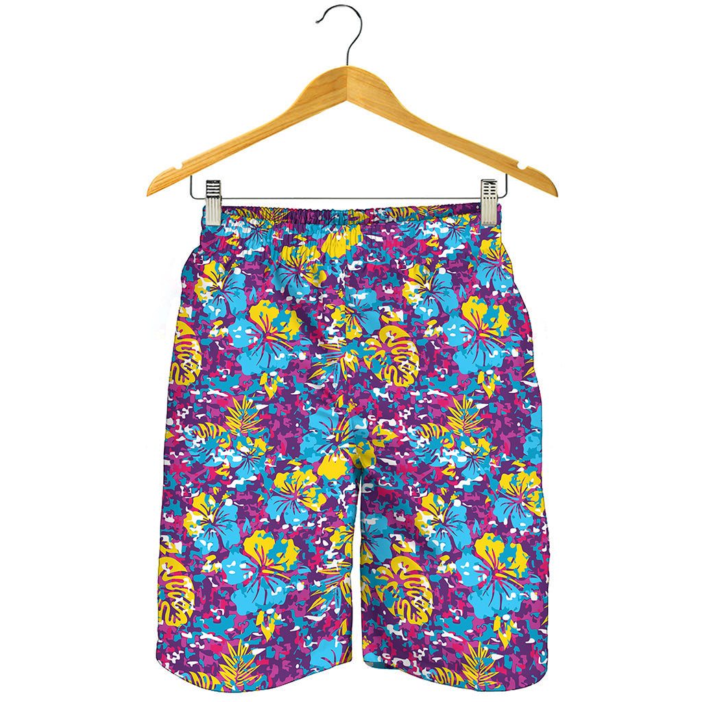 Colorful Aloha Camouflage Flower Print Men's Shorts