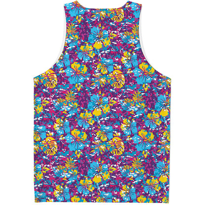 Colorful Aloha Camouflage Flower Print Men's Tank Top