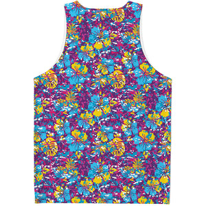 Colorful Aloha Camouflage Flower Print Men's Tank Top