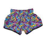 Colorful Aloha Camouflage Flower Print Muay Thai Boxing Shorts