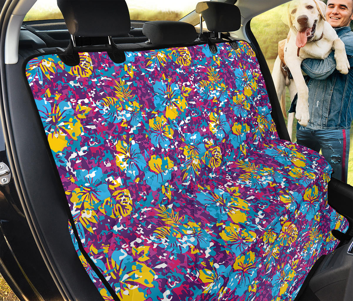 Colorful Aloha Camouflage Flower Print Pet Car Back Seat Cover
