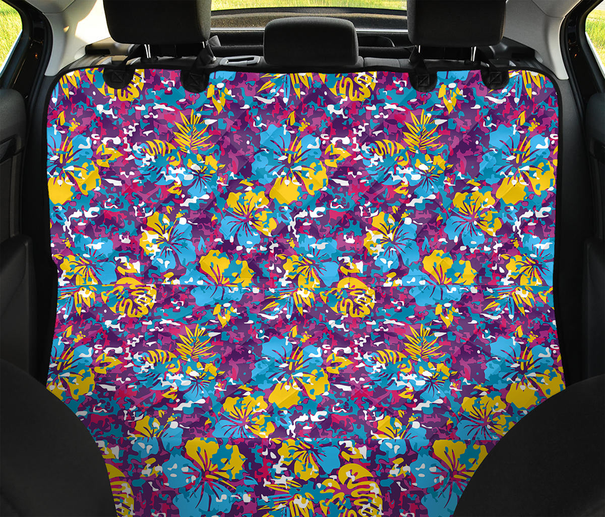 Colorful Aloha Camouflage Flower Print Pet Car Back Seat Cover