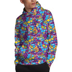 Colorful Aloha Camouflage Flower Print Pullover Hoodie