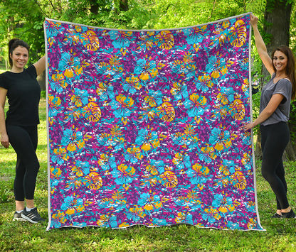 Colorful Aloha Camouflage Flower Print Quilt