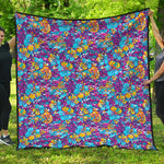 Colorful Aloha Camouflage Flower Print Quilt