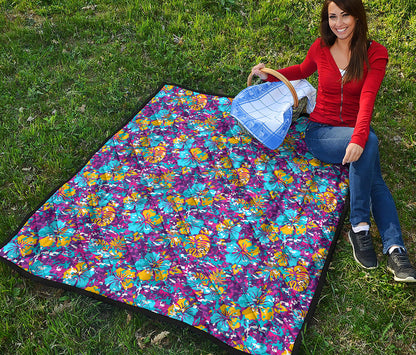 Colorful Aloha Camouflage Flower Print Quilt
