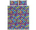 Colorful Aloha Camouflage Flower Print Quilt Bed Set