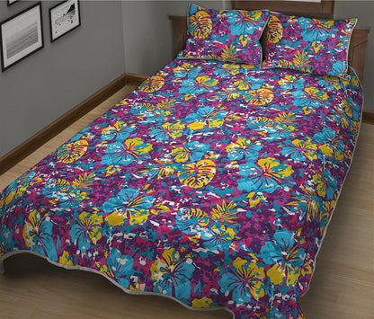 Colorful Aloha Camouflage Flower Print Quilt Bed Set