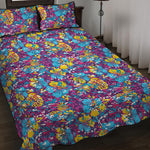 Colorful Aloha Camouflage Flower Print Quilt Bed Set