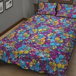 Colorful Aloha Camouflage Flower Print Quilt Bed Set