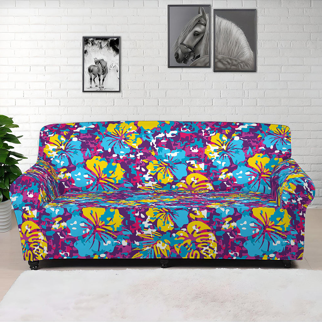 Colorful Aloha Camouflage Flower Print Sofa Cover