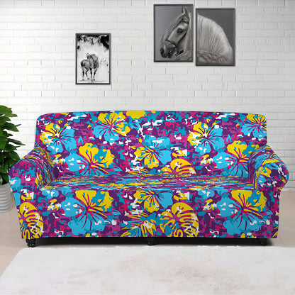 Colorful Aloha Camouflage Flower Print Sofa Cover