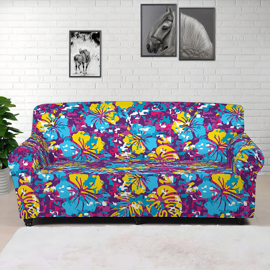 Colorful Aloha Camouflage Flower Print Sofa Cover